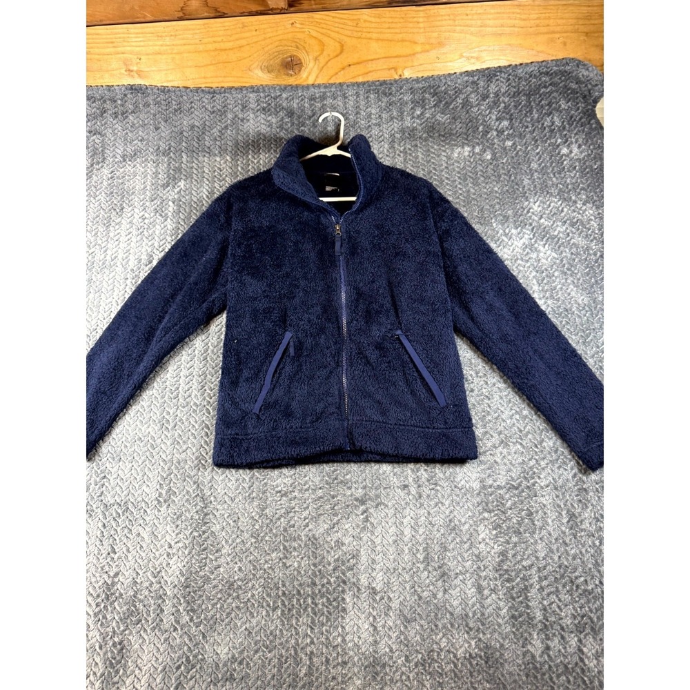 The North Face Fleece Jacket Womens Small Navy Blue Mock Neck Full Zip Pockets